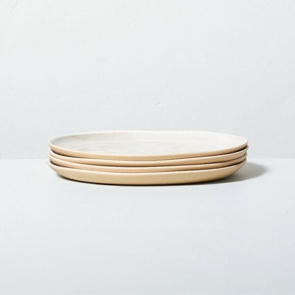 Hearth Hand Magnolia Set of 4 Bamboo Melamine Tonal Salad Plates Cream Natural - Picture 3 of 8